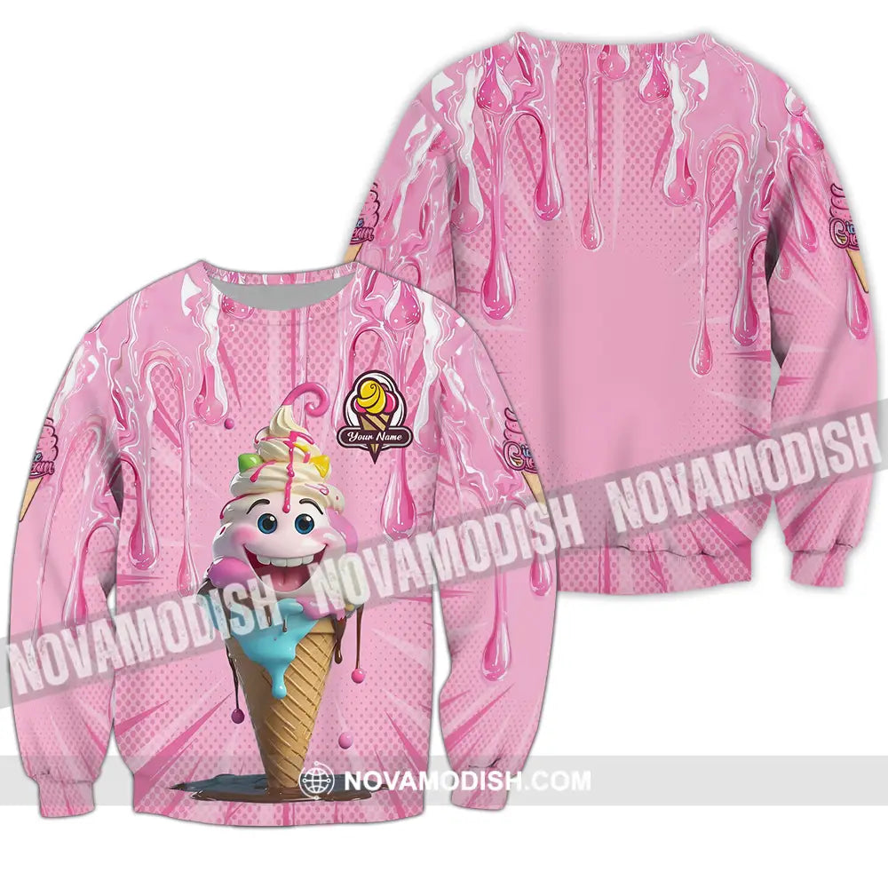 Unisex Shirt - Custom Text Shirt Ice Cream Long Sleeve / S T-shirt