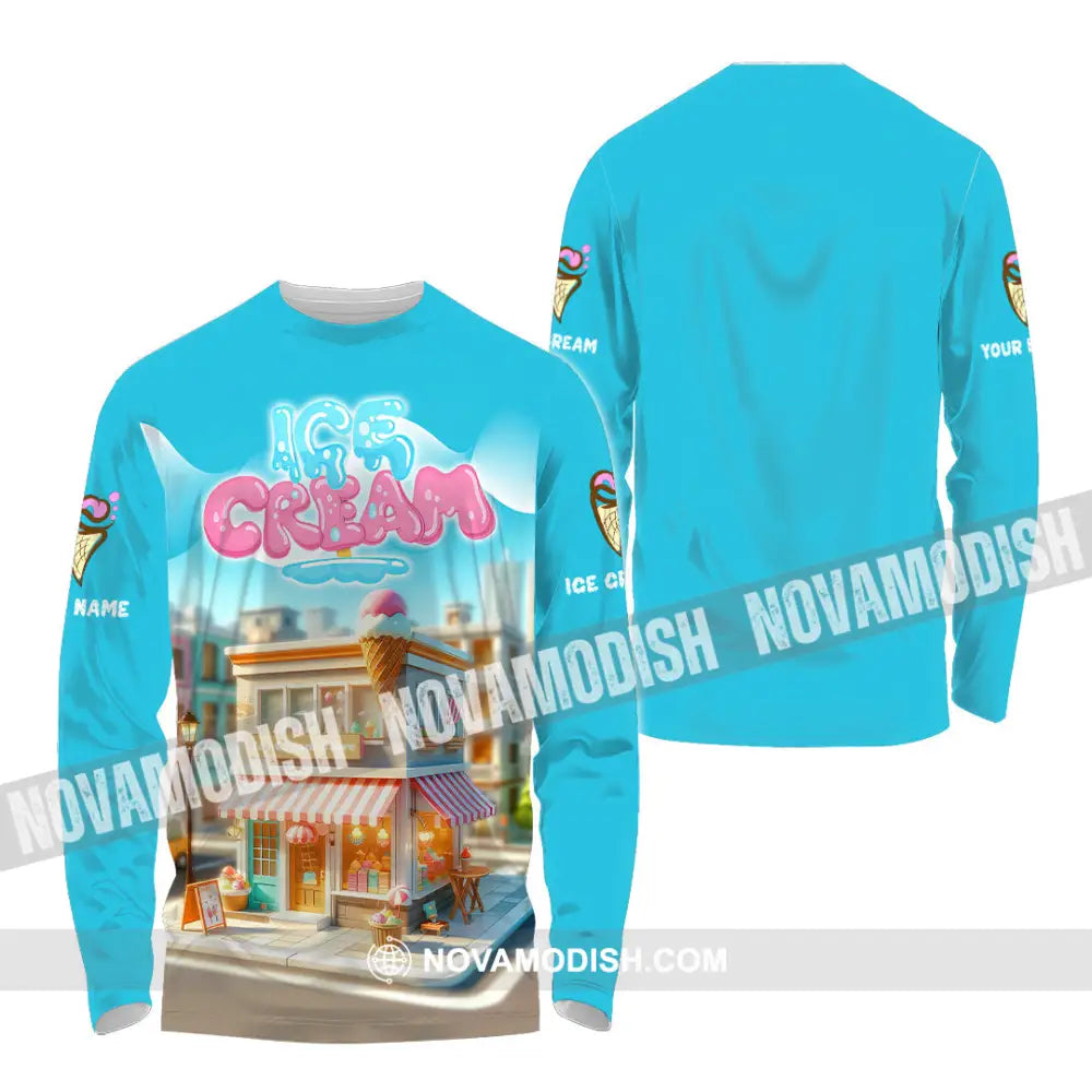 Unisex Shirt - Custom Text Ice Cream Long Sleeve / S T-Shirt