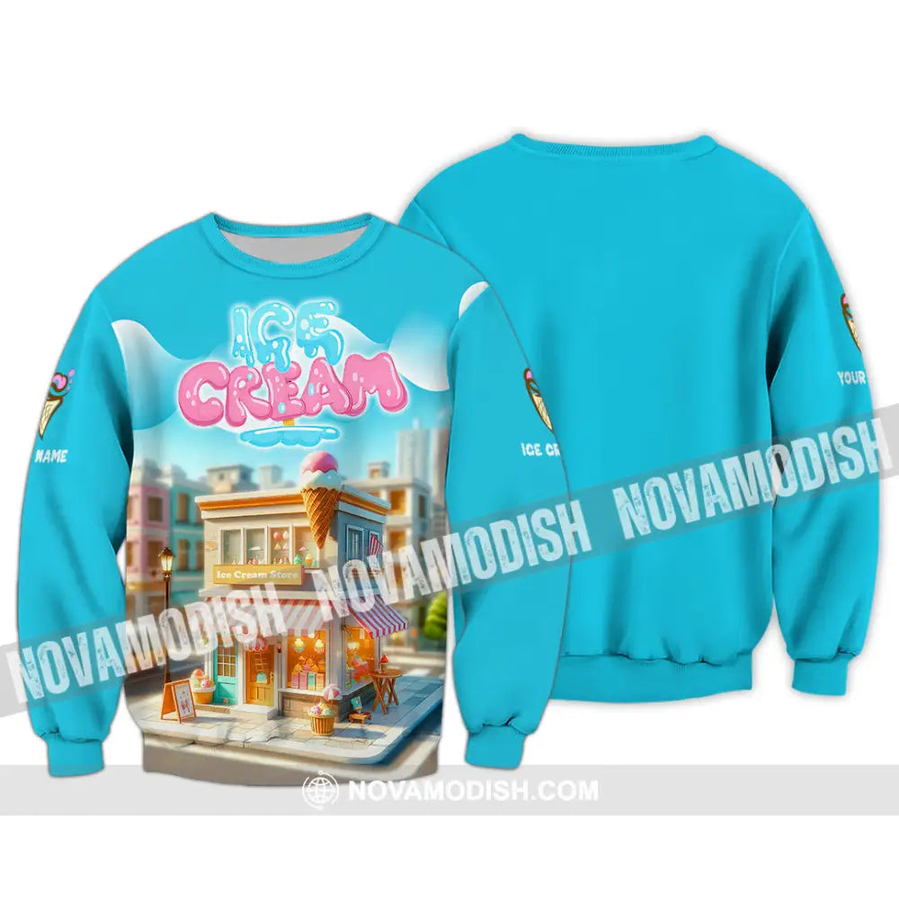 Unisex Shirt - Custom Text Ice Cream Long Sleeve / S T-Shirt