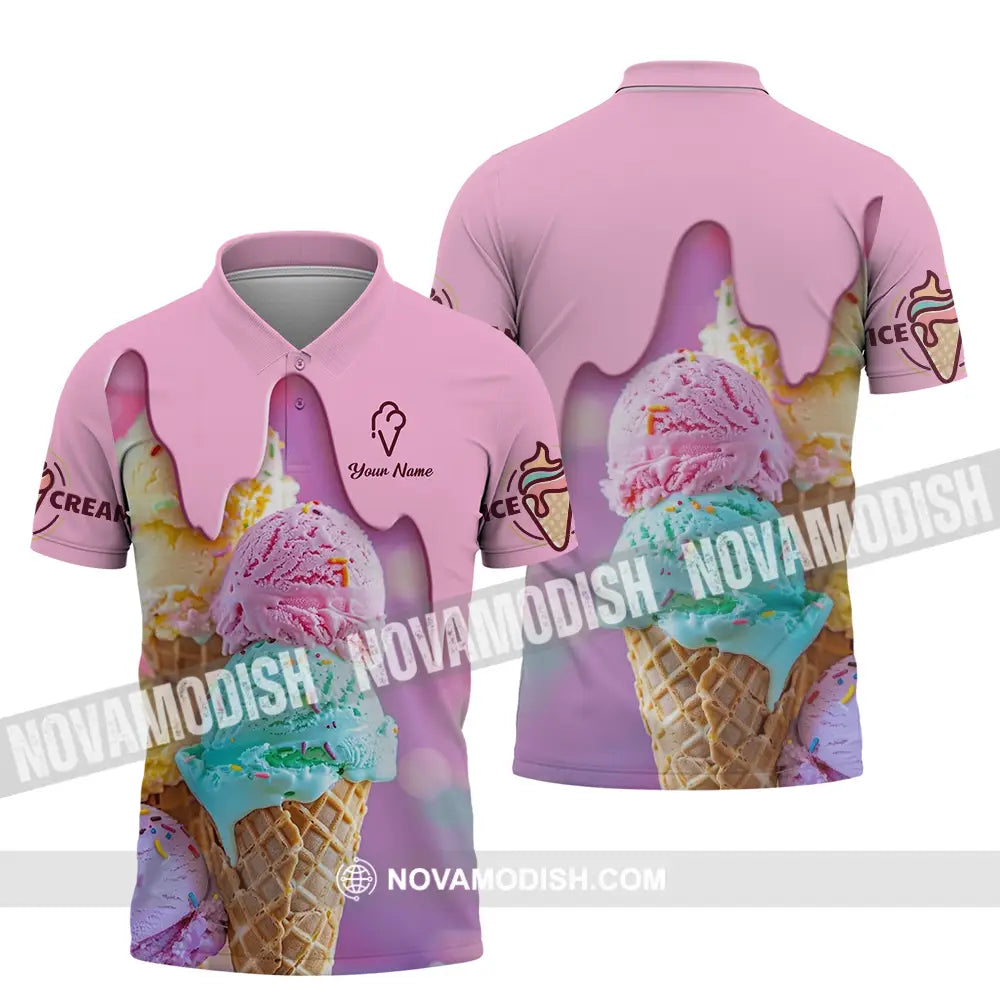 Unisex Shirt - Custom Text Shirt Ice Cream Shirt Polo Shirt / S T-shirt