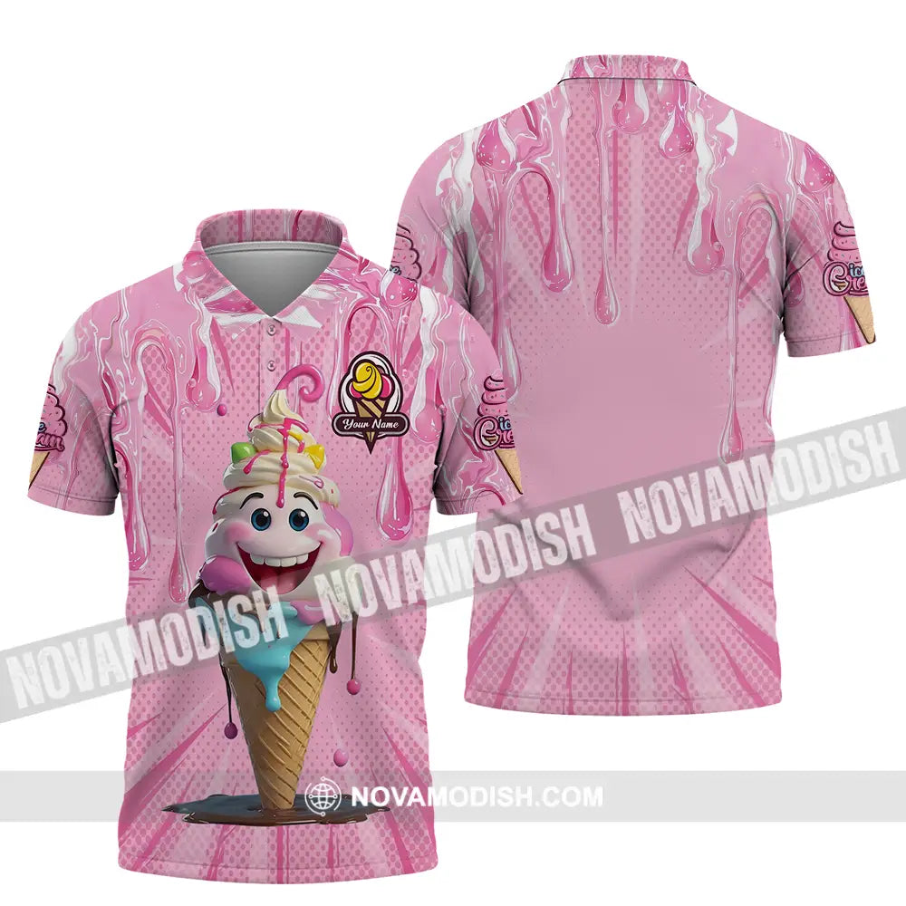Unisex Shirt - Custom Text Shirt Ice Cream Polo Shirt / S T-shirt
