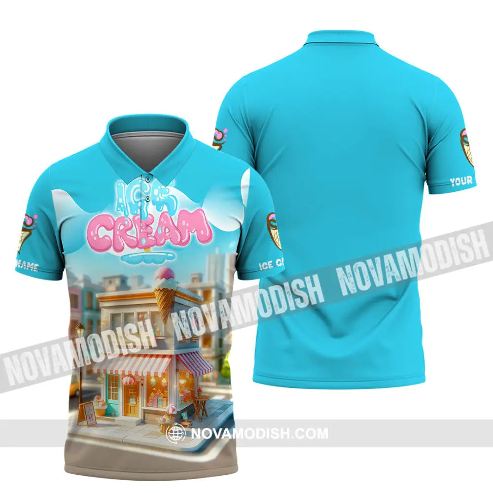 Unisex Shirt - Custom Text Ice Cream Polo / S T-Shirt