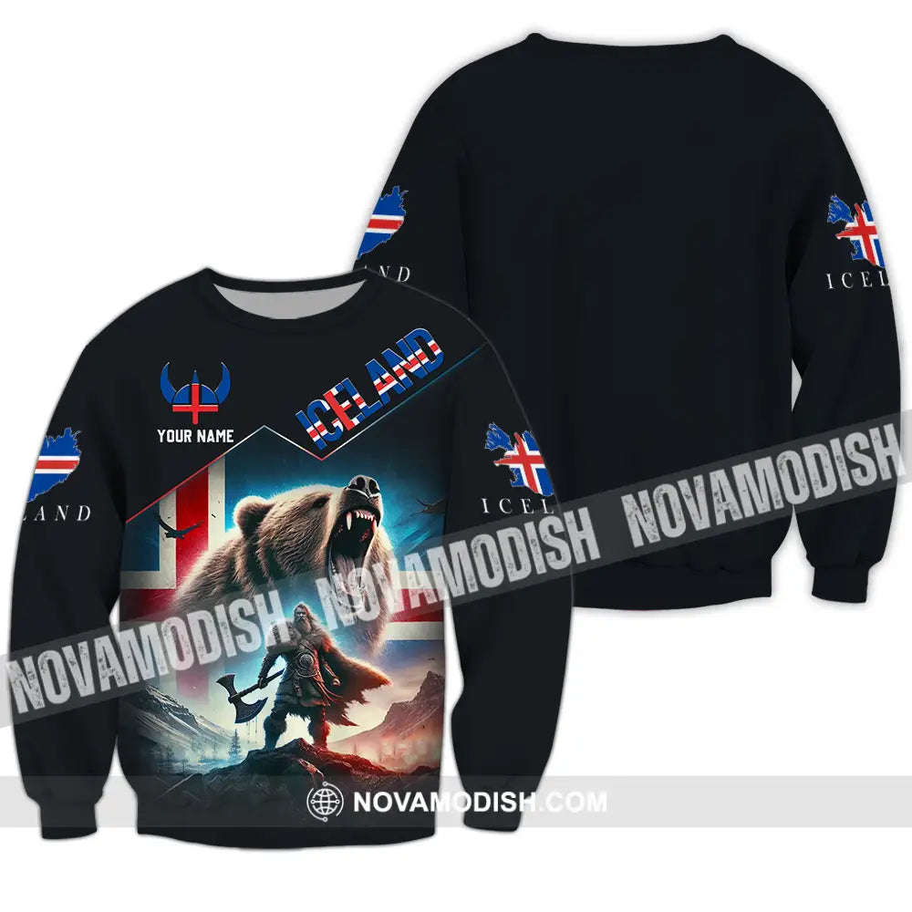 Unisex Shirt - Custom Text Iceland Long Sleeve / S T-Shirt