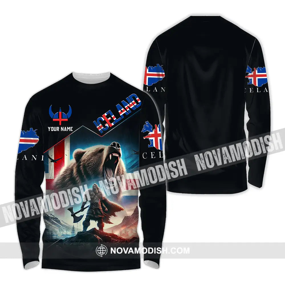 Unisex Shirt - Custom Text Iceland Long Sleeve / S T-Shirt