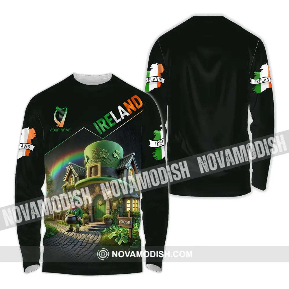 Unisex Shirt - Custom Text Ireland Long Sleeve / S T-Shirt