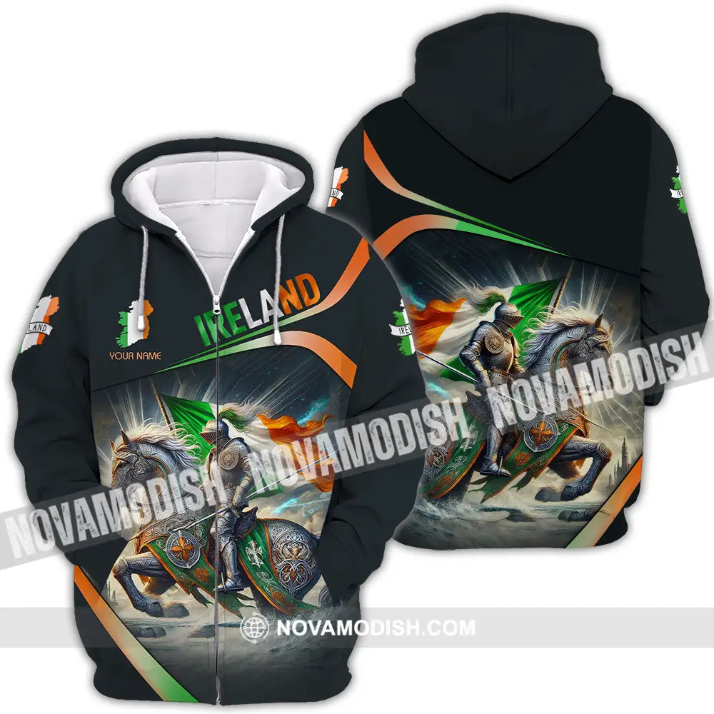 Unisex Shirt - Custom Text Shirt Ireland Zipper Hoodie / S T-shirt