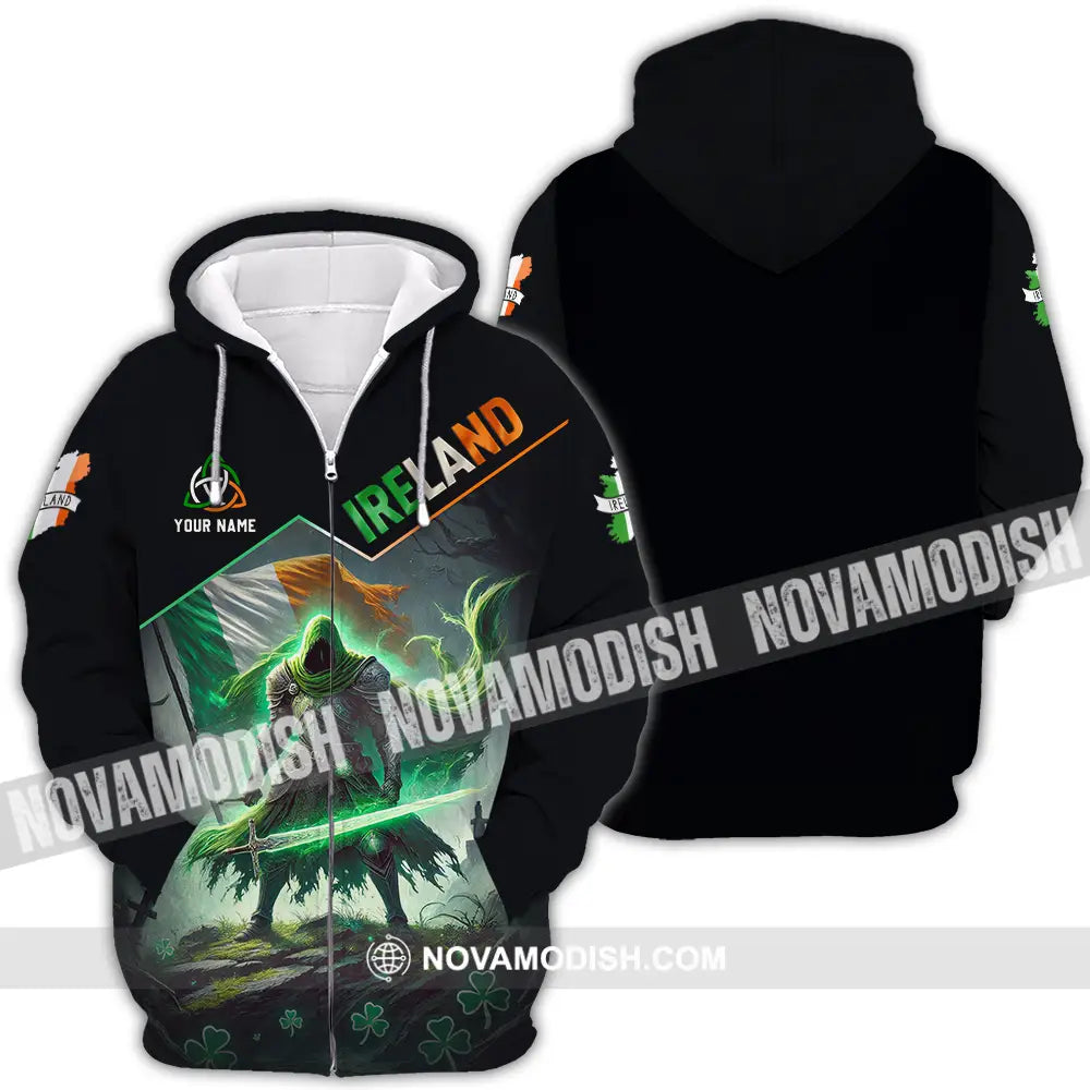Unisex Shirt - Custom Text Shirt Ireland Zipper Hoodie / S T-shirt