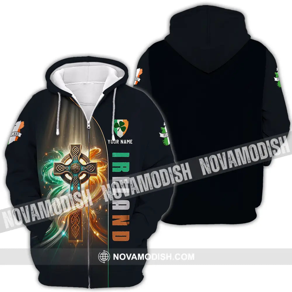 Unisex Shirt - Custom Text Shirt Ireland Zipper Hoodie / S T-shirt