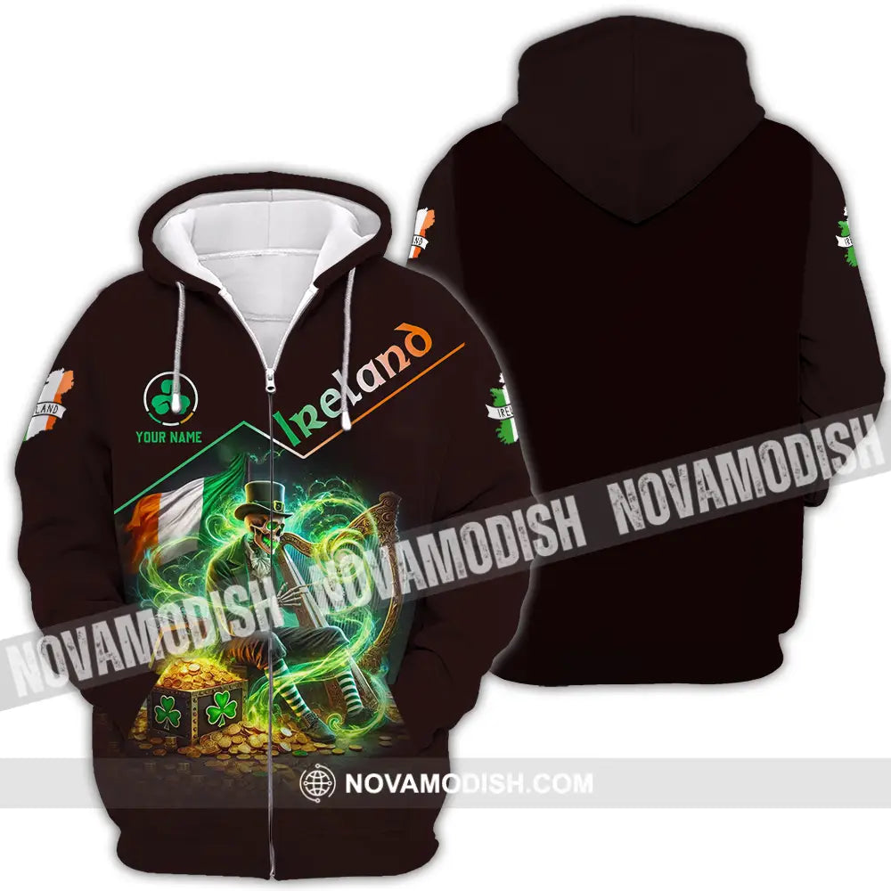 Unisex Shirt - Custom Text Shirt Ireland Zipper Hoodie / S T-shirt