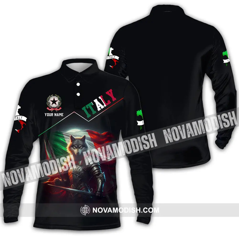 Unisex Shirt - Custom Text Shirt Italy Shirt Long Sleeve Polo / S T-shirt