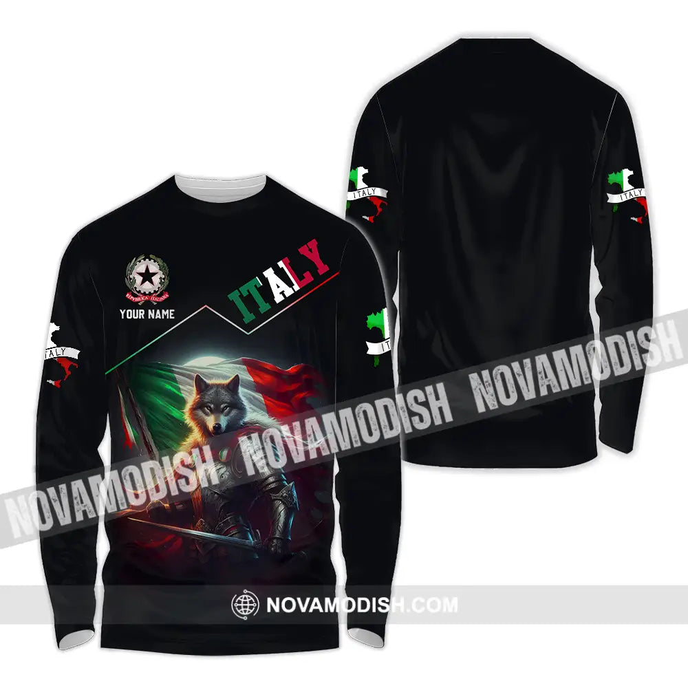 Unisex Shirt - Custom Text Shirt Italy Shirt Long Sleeve Shirt / S T-shirt