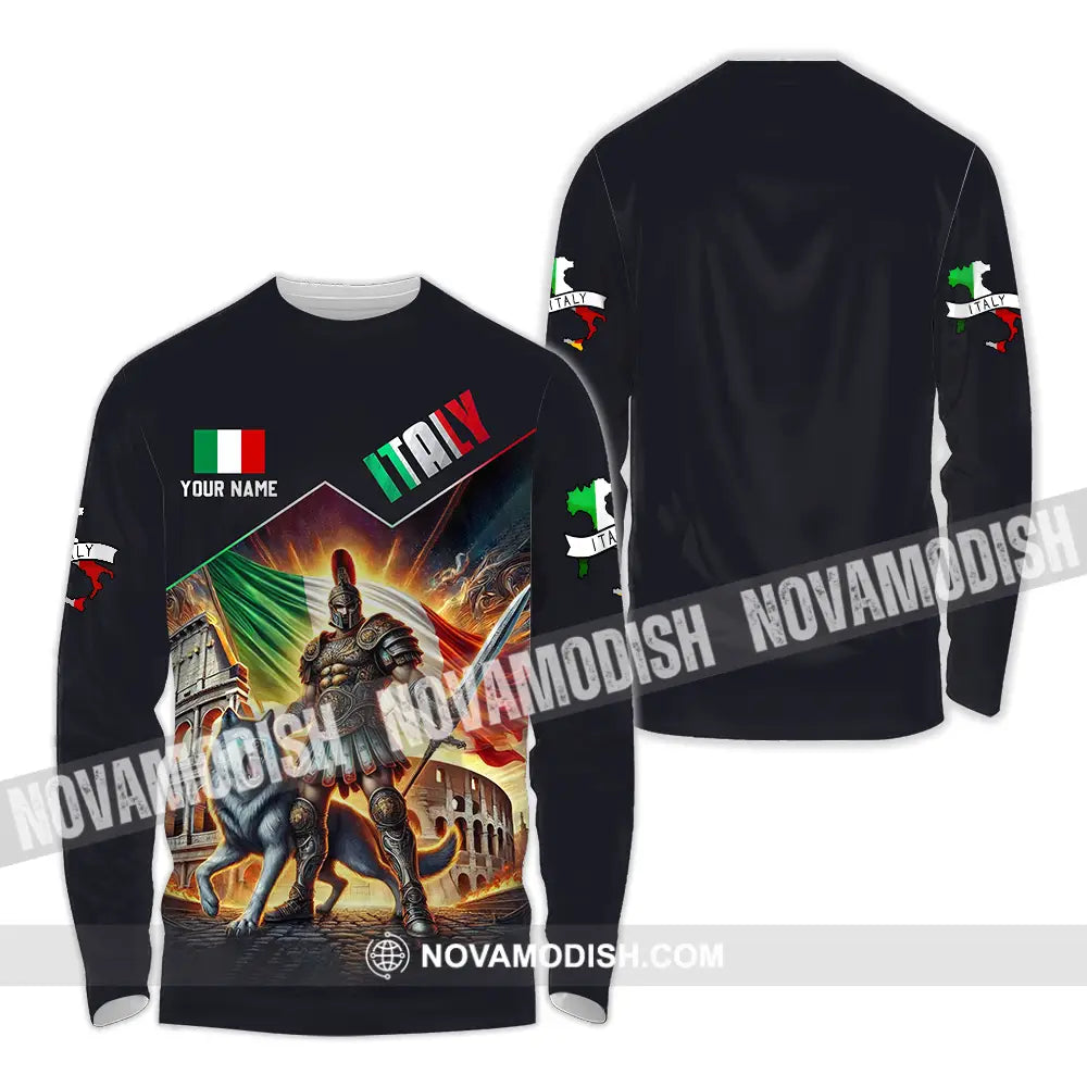 Unisex Shirt - Custom Text Shirt Italy Shirt Long Sleeve Shirt / S T-shirt