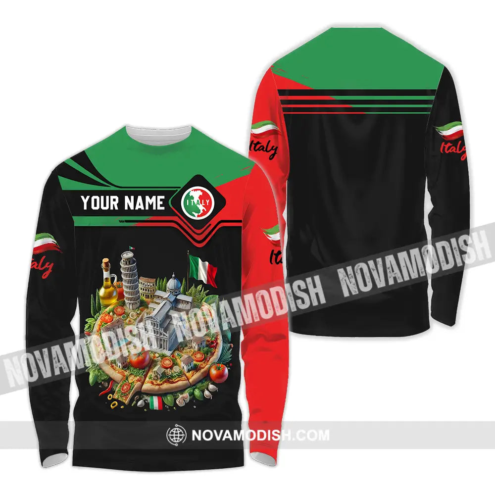 Unisex Shirt - Custom Text Shirt Italy Shirt Long Sleeve Shirt / S T-shirt