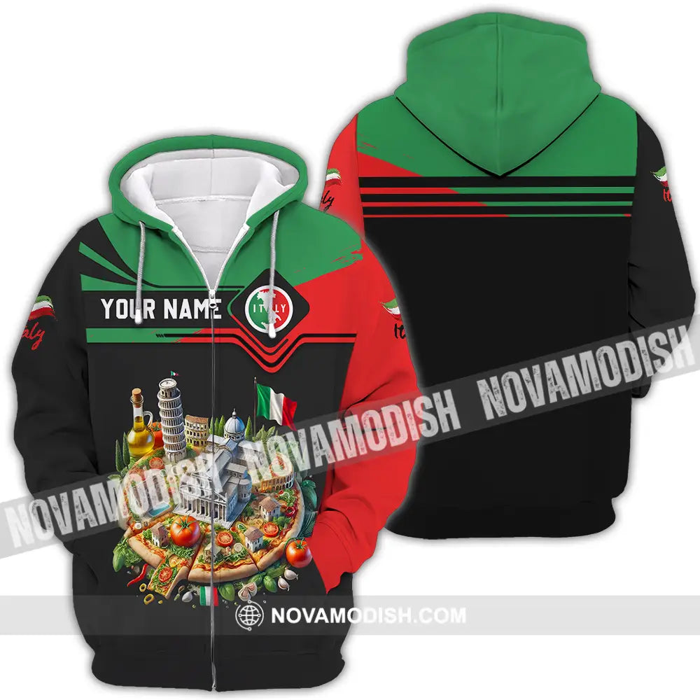 Unisex Shirt - Custom Text Shirt Italy Shirt Zipper Hoodie / S T-shirt