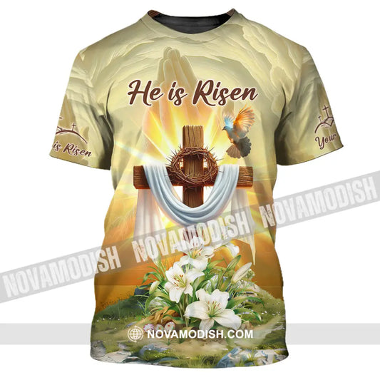 Unisex Shirt - Custom Text Jesus He Is Risen T-Shirt / S T-Shirt