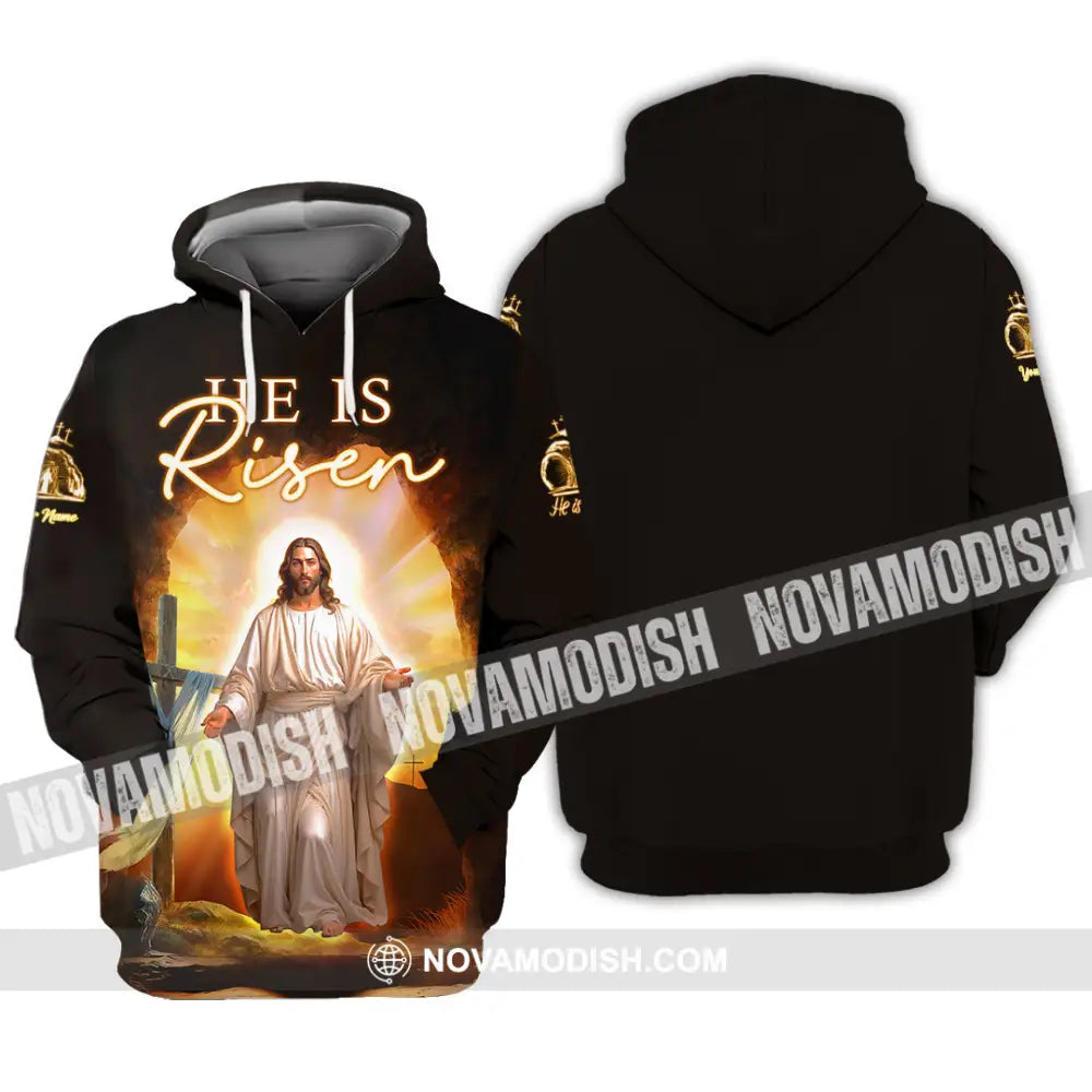 Unisex Shirt - Custom Text Jesus Is Risen Hoodie / S T-Shirt