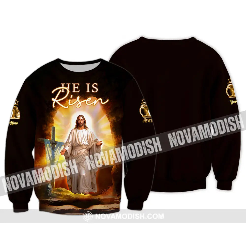 Unisex Shirt - Custom Text Jesus Is Risen Long Sleeve / S T-Shirt