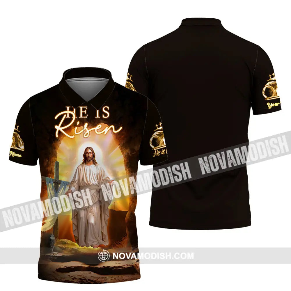 Unisex Shirt - Custom Text Jesus Is Risen Polo / S T-Shirt