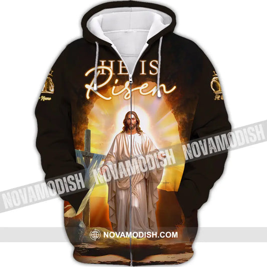 Unisex Shirt - Custom Text Jesus Is Risen Zipper Hoodie / S T-Shirt