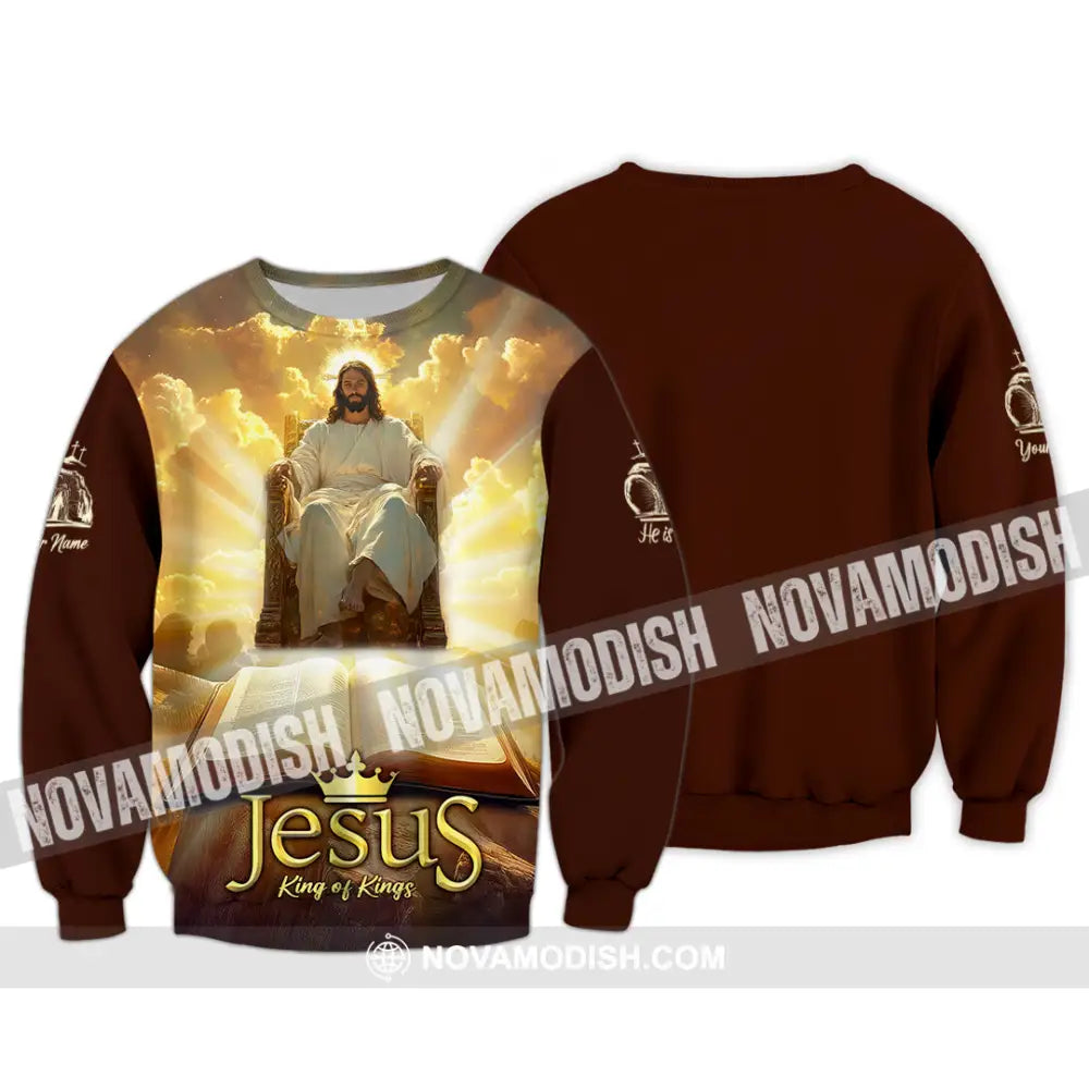 Unisex Shirt - Custom Text Jesus King Of Kings Long Sleeve / S T-Shirt