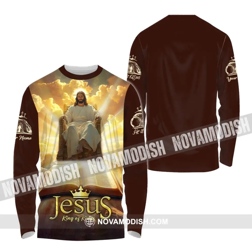 Unisex Shirt - Custom Text Jesus King Of Kings Long Sleeve / S T-Shirt