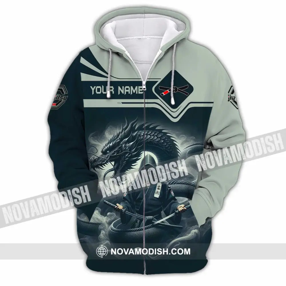 Unisex Shirt - Custom Text Shirt Jiu Jitsu Zipper Hoodie / S T-shirt