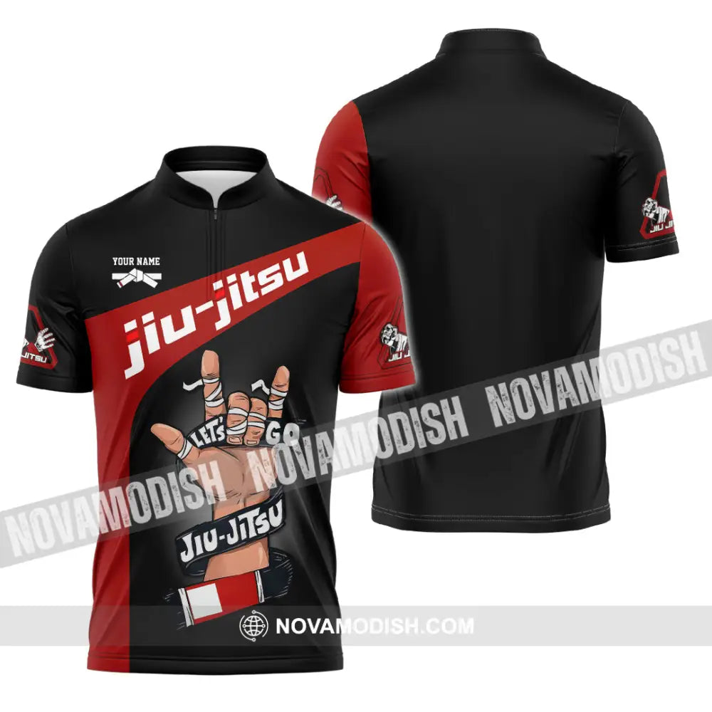Unisex Shirt - Custom Text Shirt Jiu Jitsu Shirt Zipper Polo Shirt / S T-shirt