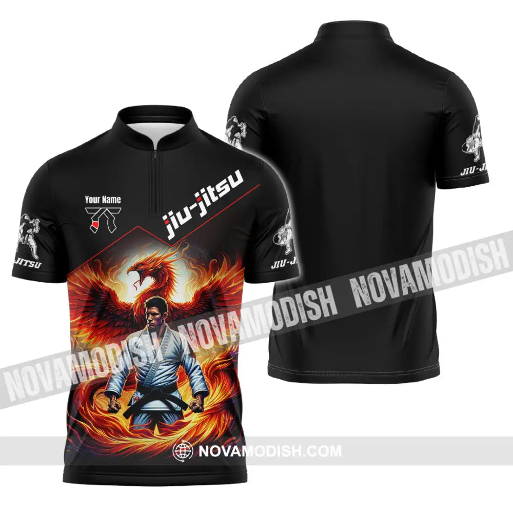 Unisex Shirt - Custom Text Shirt Jiu Jitsu Shirt Zipper Polo Shirt / S T-shirt