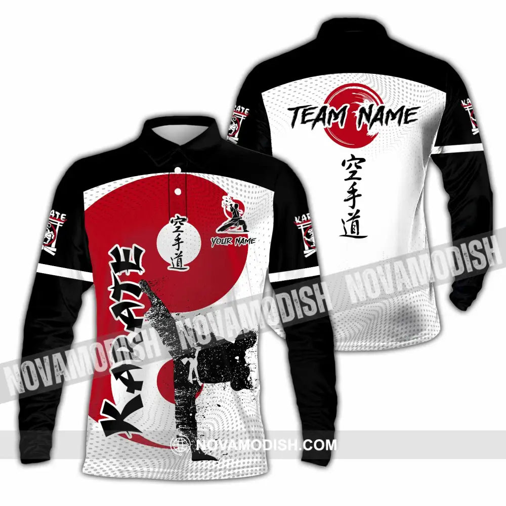 Unisex Shirt - Custom Text Shirt Karate Shirt Long Sleeve Polo / S T-shirt