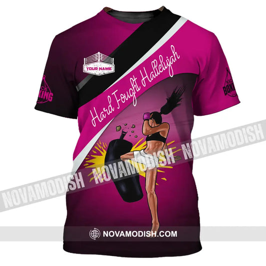 Unisex Shirt - Custom Text Kick Boxing Hard Fought Hallelujah T-Shirt / S T-Shirt