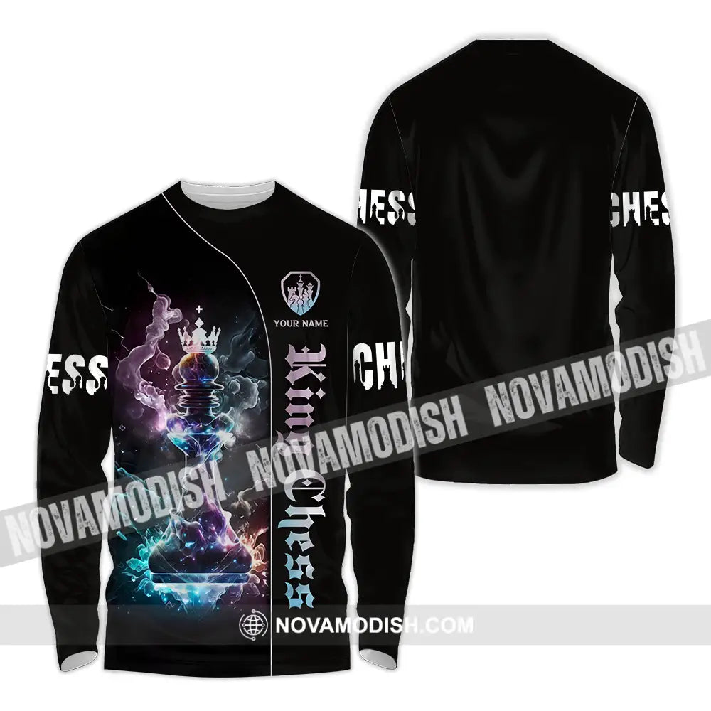 Unisex Shirt - Custom Text Shirt King Chess Long Sleeve Shirt / S T-shirt