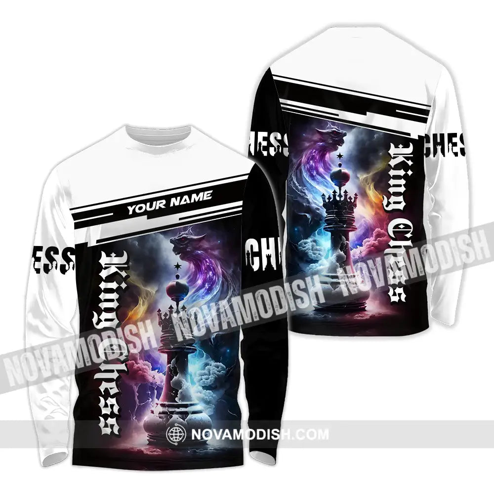 Unisex Shirt - Custom Text Shirt King Chess Long Sleeve Shirt / S T-shirt