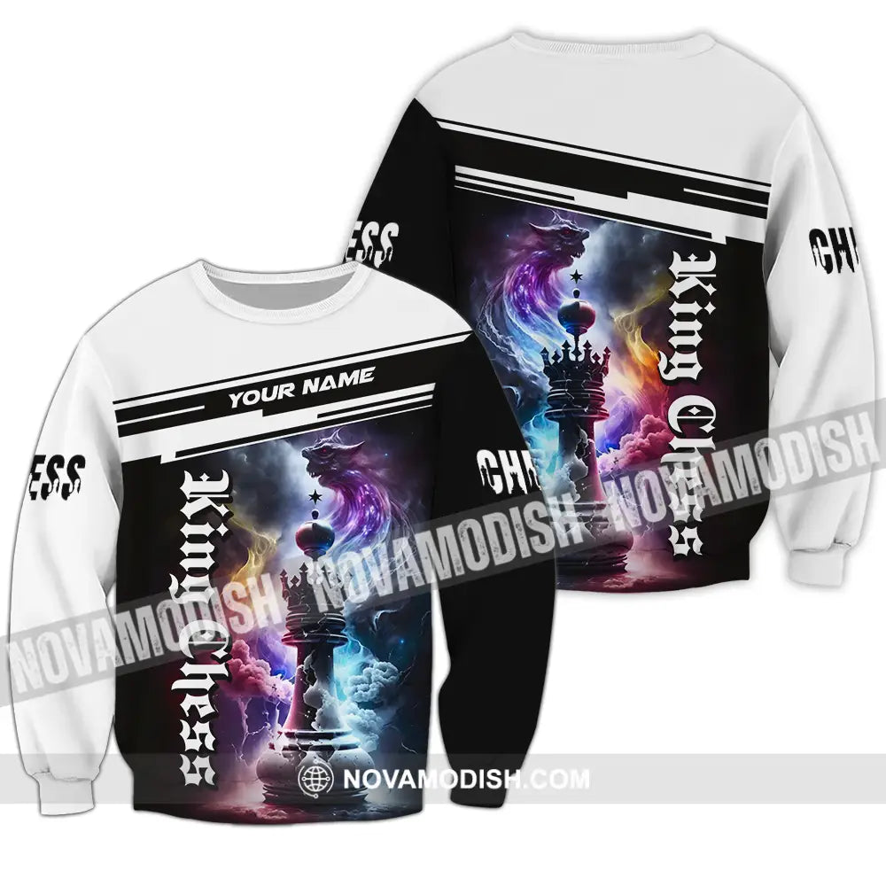 Unisex Shirt - Custom Text Shirt King Chess Long Sleeve / S T-shirt