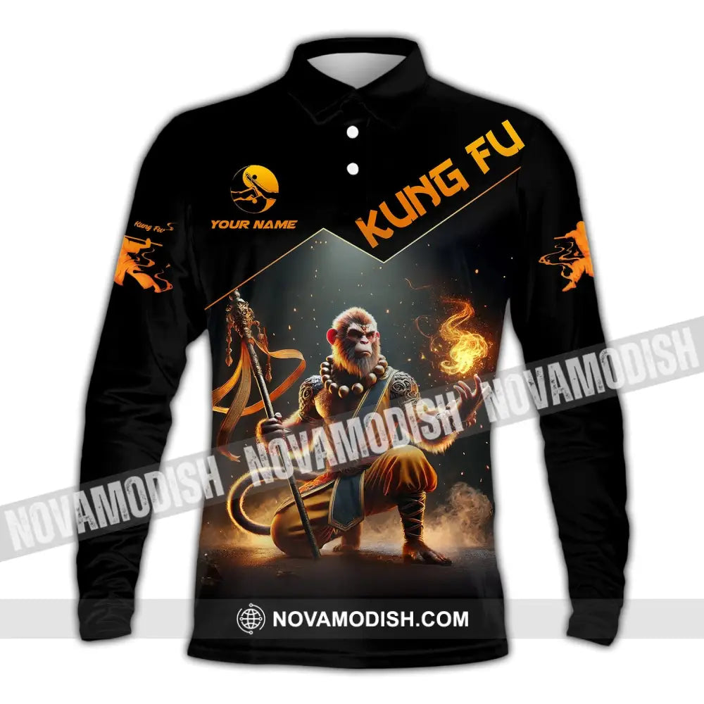 Unisex Shirt - Custom Text Kung Fu Long Sleeve Polo / S T-Shirt