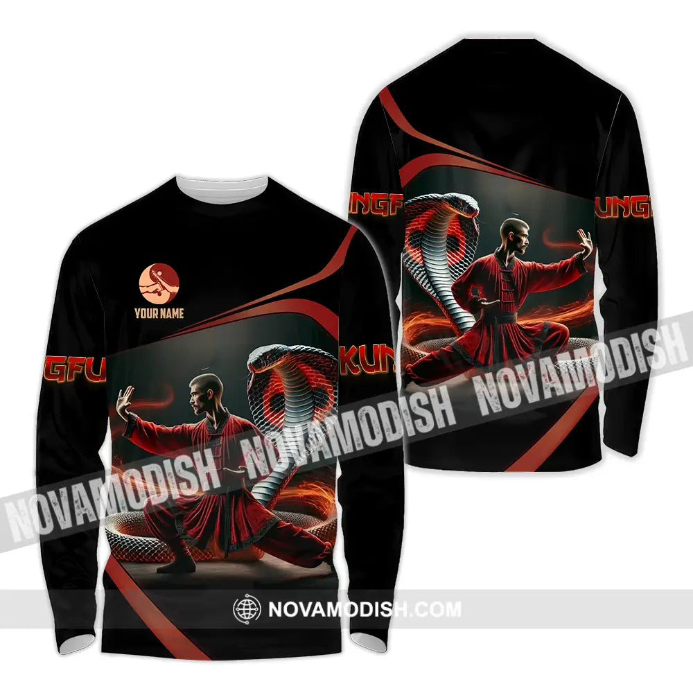 Unisex Shirt - Custom Text Shirt Kungfu Long Sleeve Shirt / S T-shirt