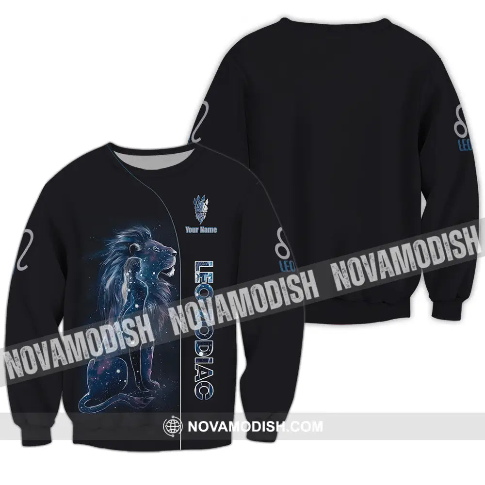 Unisex Shirt - Custom Text Leo Zodiac Long Sleeve / S T-Shirt