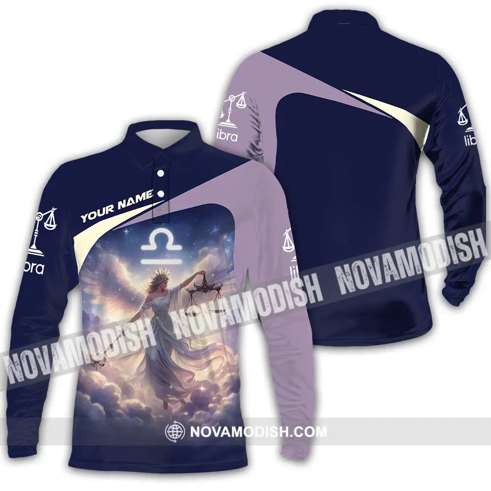 Unisex Shirt - Custom Text Shirt Libra Long Sleeve Polo / S T-shirt