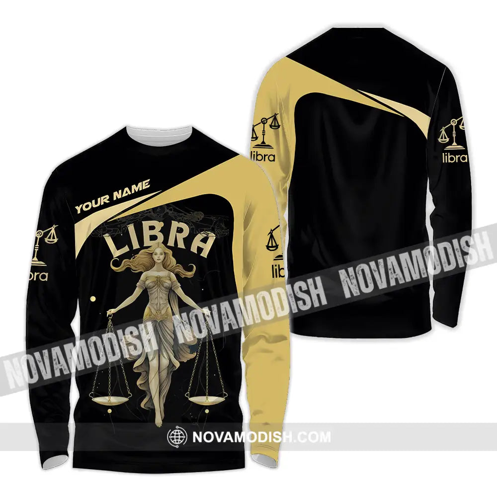 Unisex Shirt - Custom Text Shirt Libra Long Sleeve Shirt / S T-shirt
