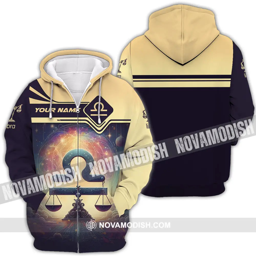 Unisex Shirt - Custom Text Shirt Libra Zipper Hoodie / S T-shirt