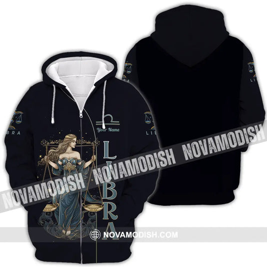 Unisex Shirt - Custom Text Shirt Libra Zipper Hoodie / S T-shirt