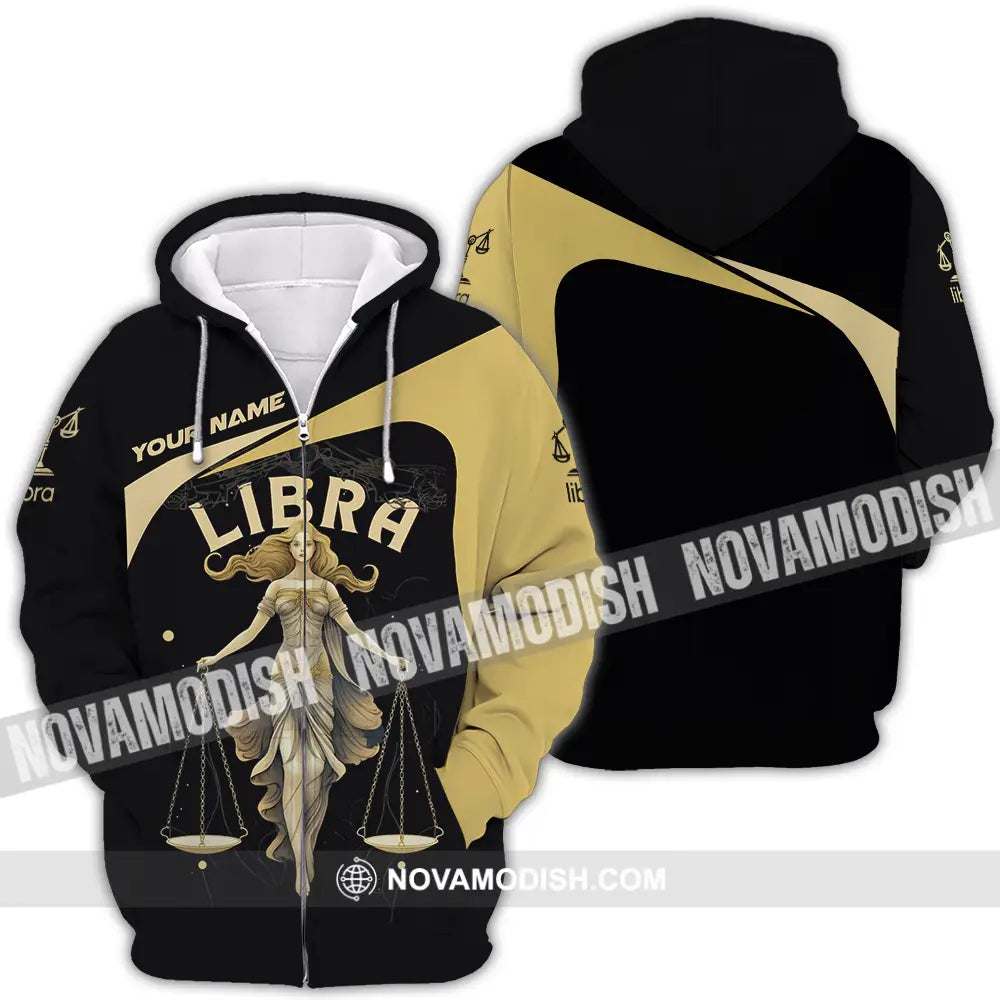 Unisex Shirt - Custom Text Shirt Libra Zipper Hoodie / S T-shirt