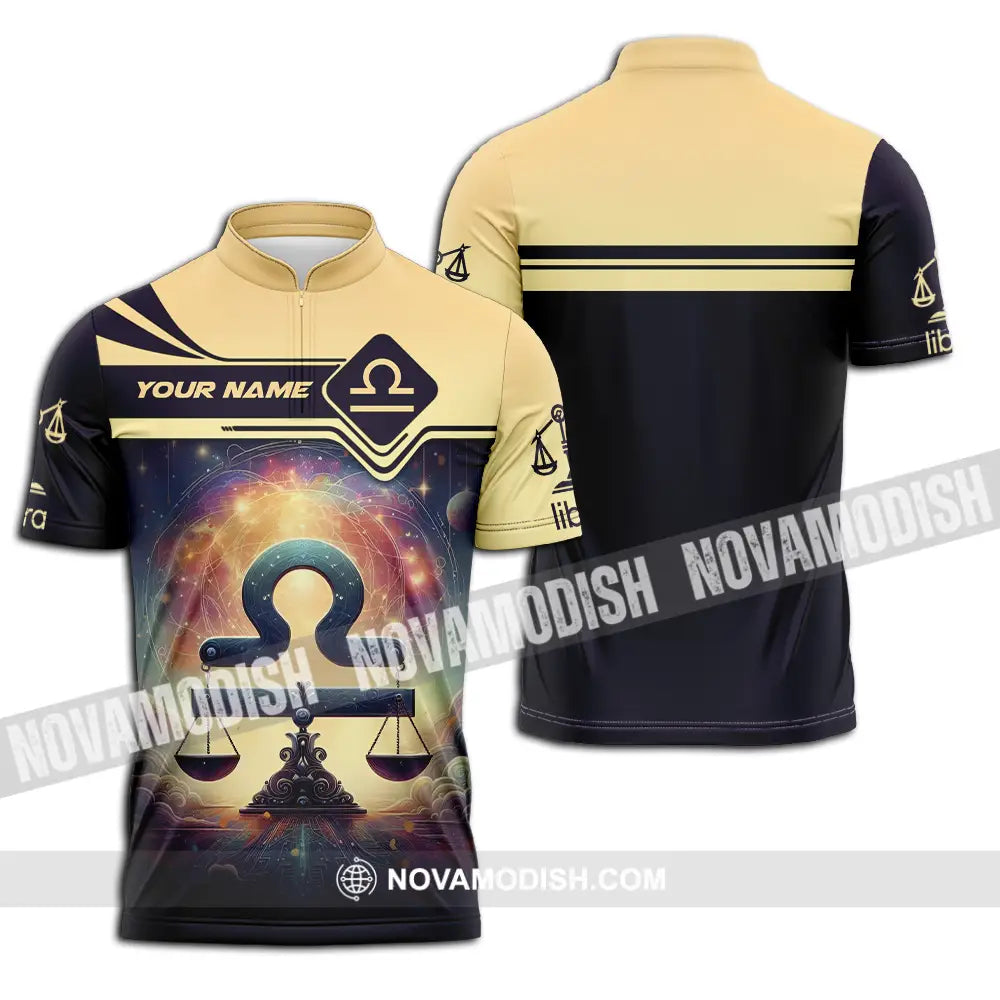 Unisex Shirt - Custom Text Shirt Libra Zipper Polo Shirt / S T-shirt