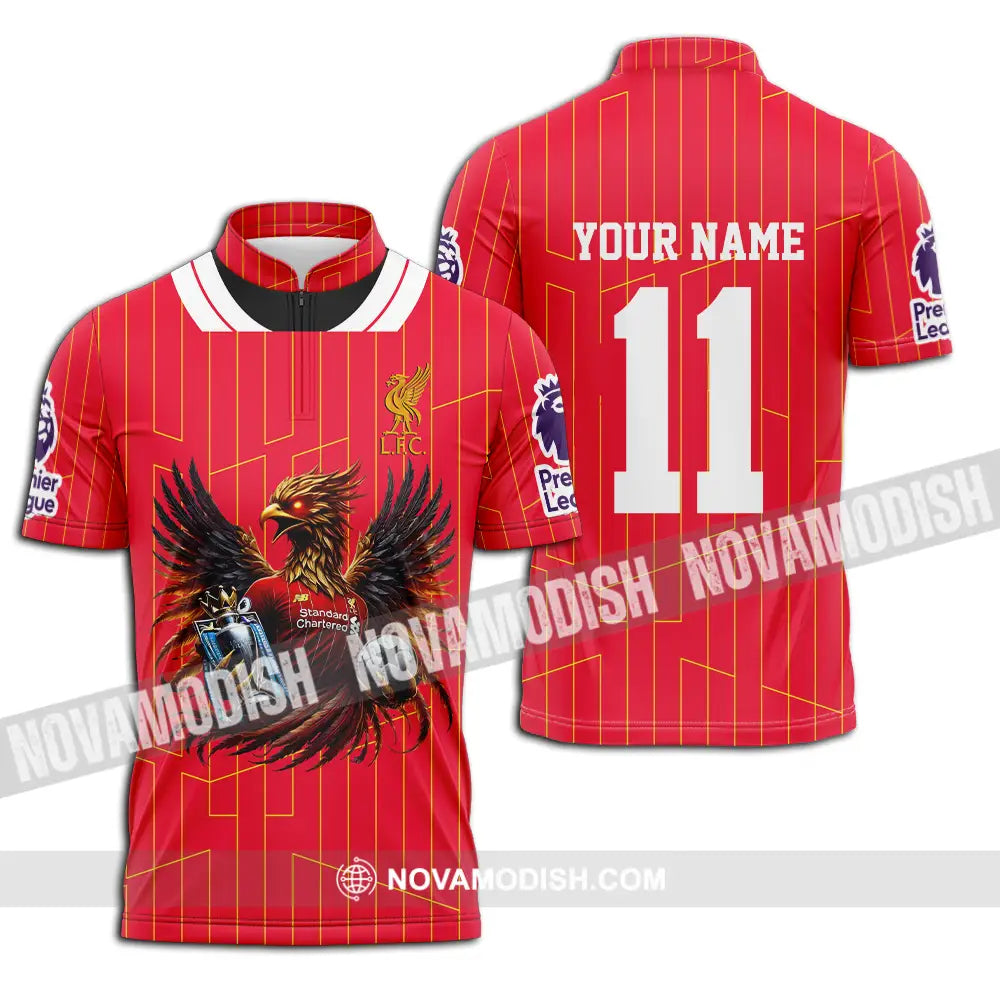 Unisex Shirt - Custom Text Shirt Liverpool Shirt Zipper Polo Shirt / S T-shirt