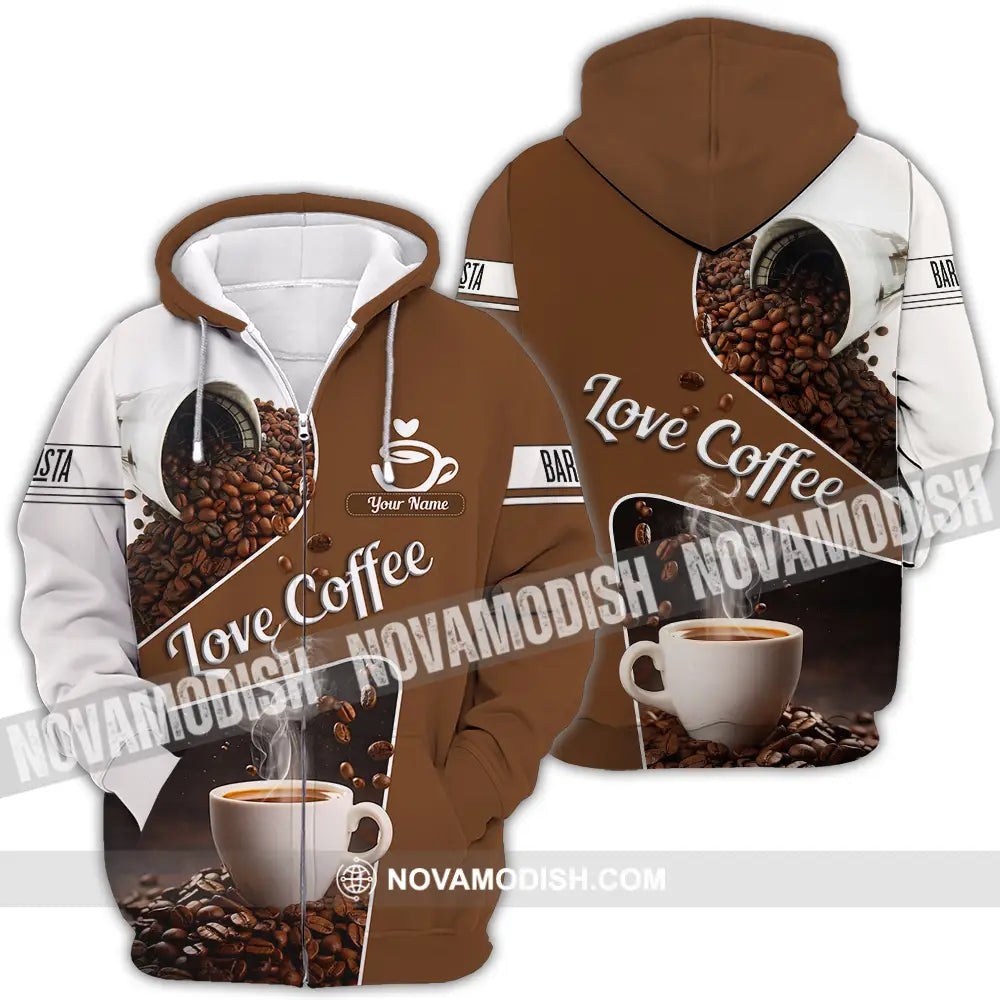Unisex Shirt - Custom Text Shirt Love Coffee Shirt Zipper Hoodie / S T-shirt