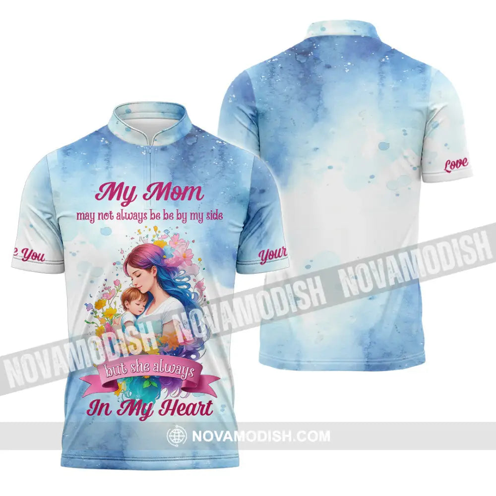 Unisex Shirt - Custom Text Shirt Love Mom Shirt Mother’s Day Gift Zipper Polo Shirt / S T-shirt