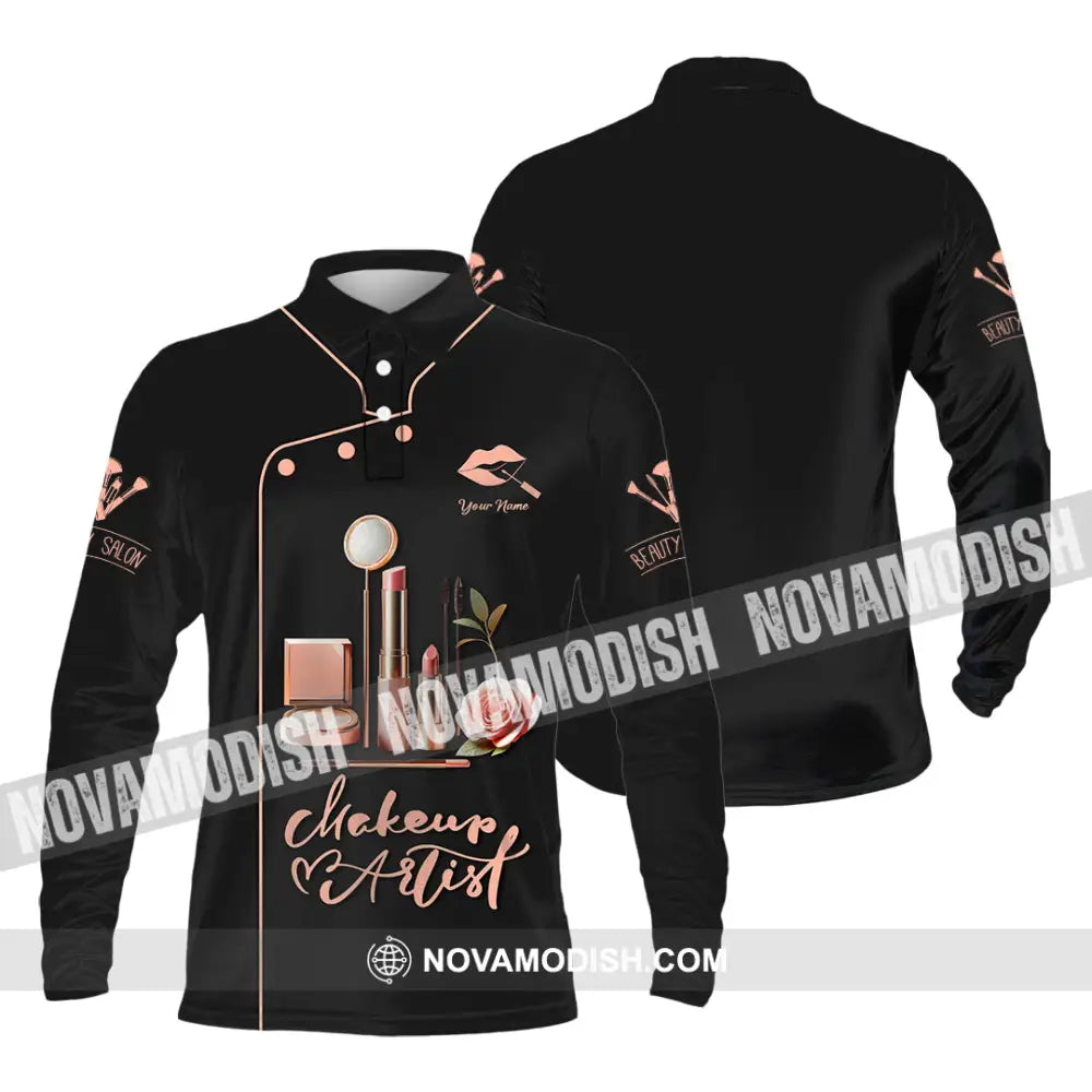 Unisex Shirt - Custom Text Shirt Makeup Artist Shirt Long Sleeve Polo / S T-shirt