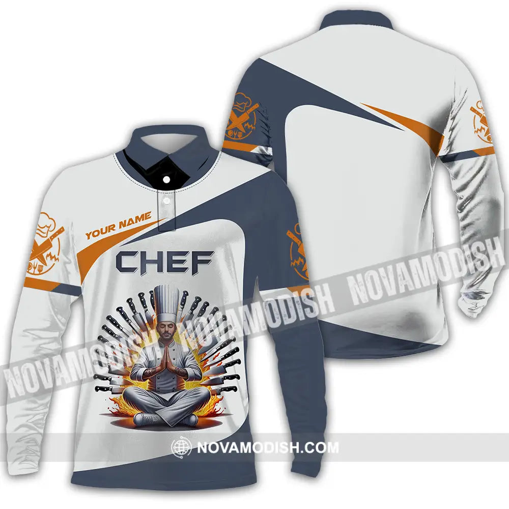 Unisex Shirt - Custom Text Shirt Master Chef Long Sleeve Polo / S T-shirt