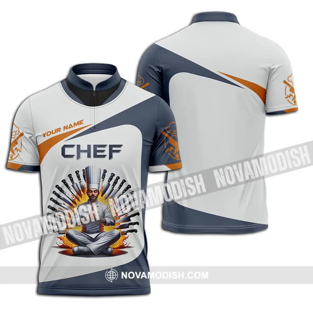 Unisex Shirt - Custom Text Shirt Master Chef Zipper Polo Shirt / S T-shirt