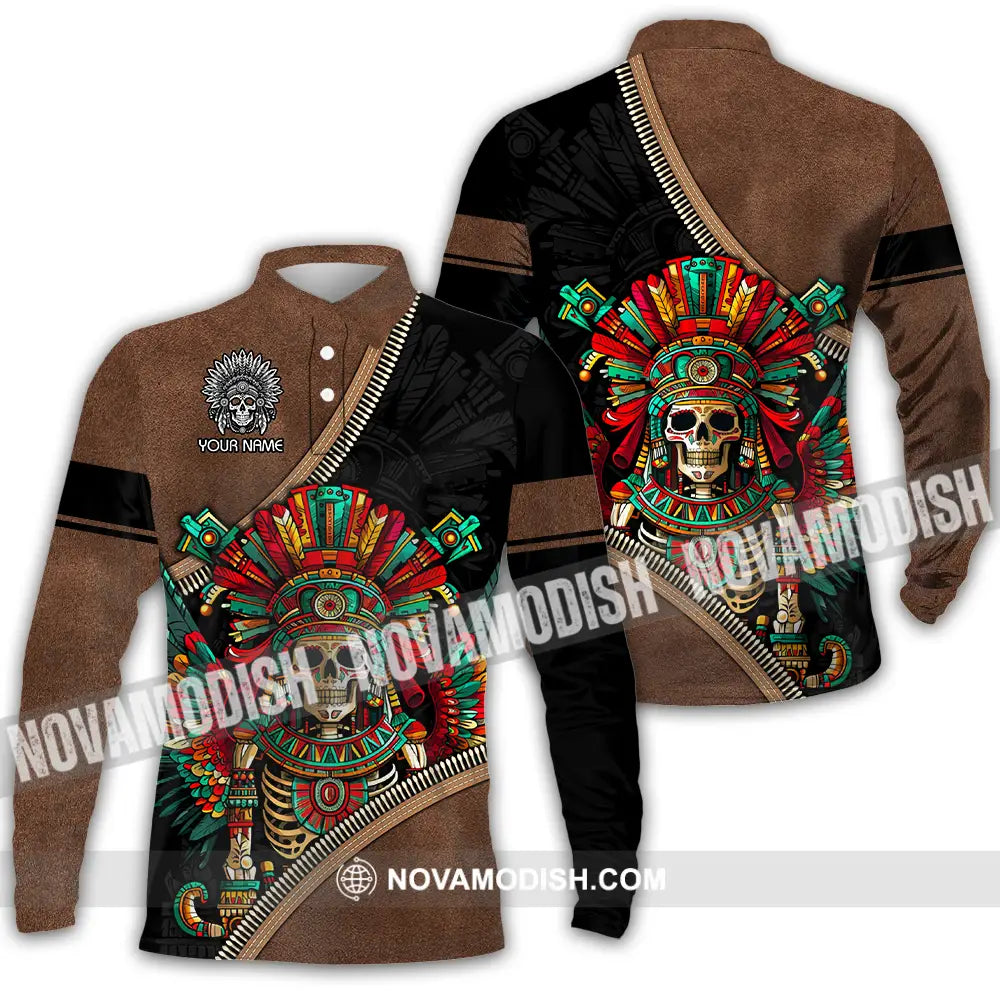 Unisex Shirt - Custom Text Shirt Mexico Aztec Classic Shirt Long Sleeve Polo / S T-shirt