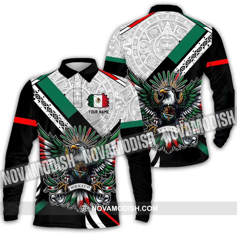 Unisex Shirt - Custom Text Shirt Mexico Aztec Classic Shirt Long Sleeve Polo / S T-shirt